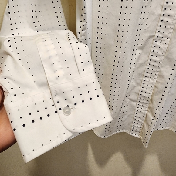 Liz Clairbone white and black Polka Dot long Sleeves plus size cotton blouse 16 - Picture 7 of 11